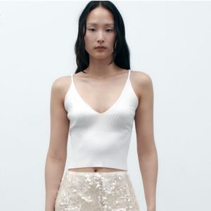 Zara white crop top